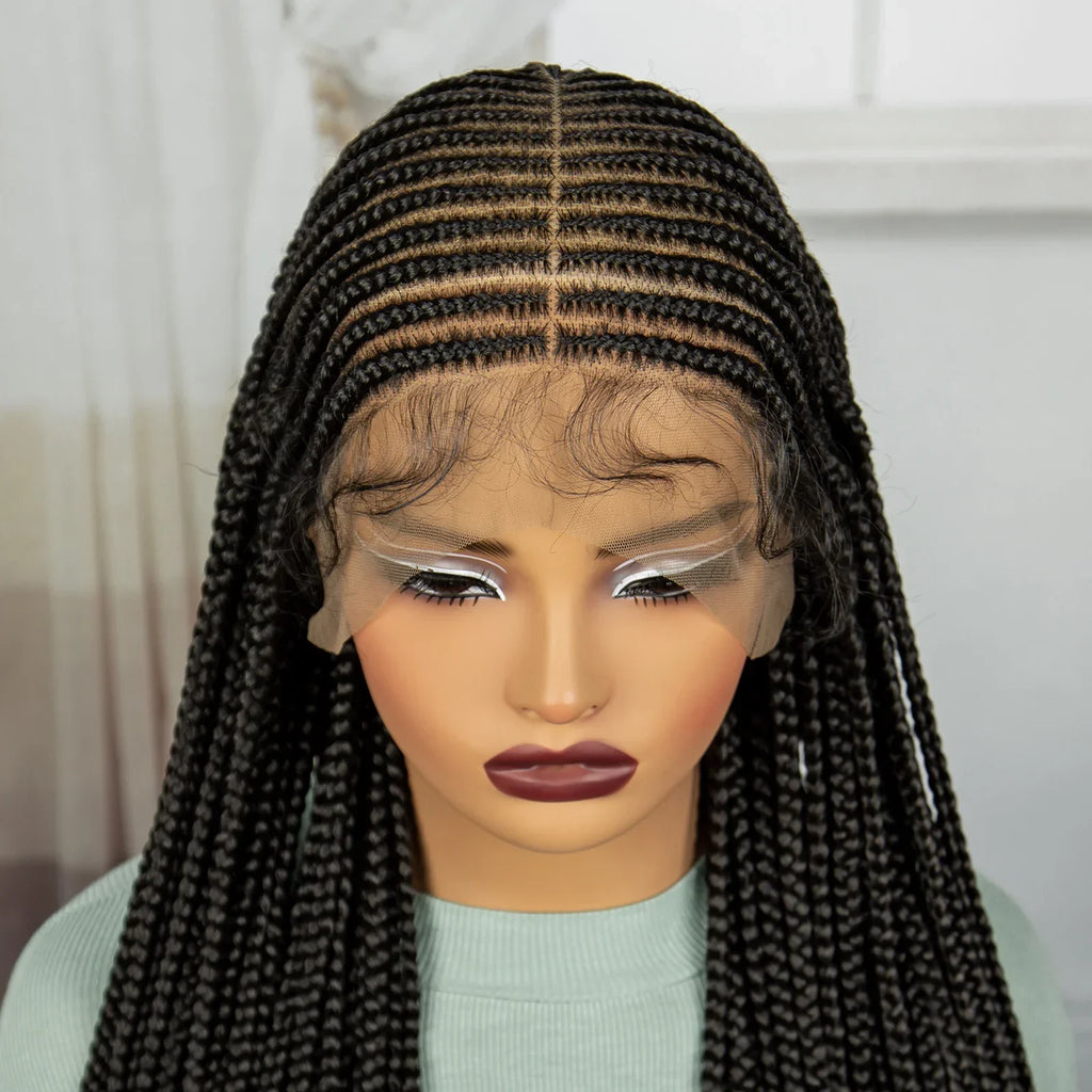 36" Cornrow Knotless Braids Wig | Full Lace Frontal | Baby Hair