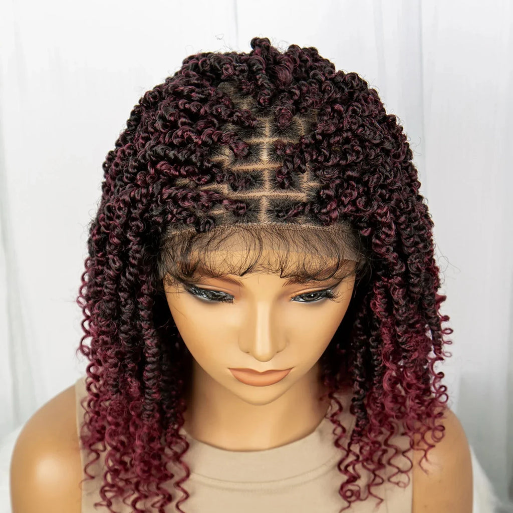 1B/27 Short Passion Twist Lace Front Wig | Knotless Braids | Baby Hair | Synthetic Twist Spring Wig