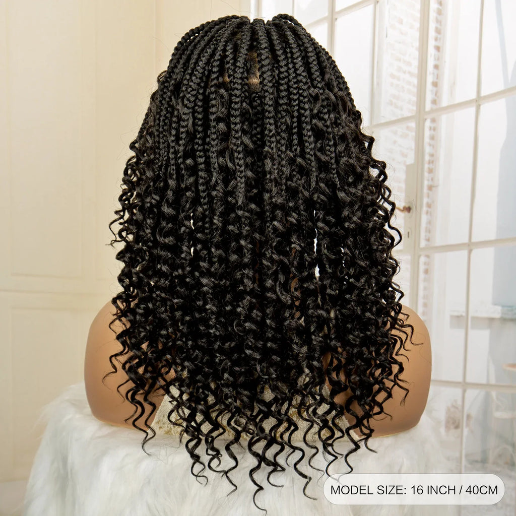 14" Burgundy Box Braids Wig | Full Lace | Kanekalon Fiber | Boho Braids | For Women