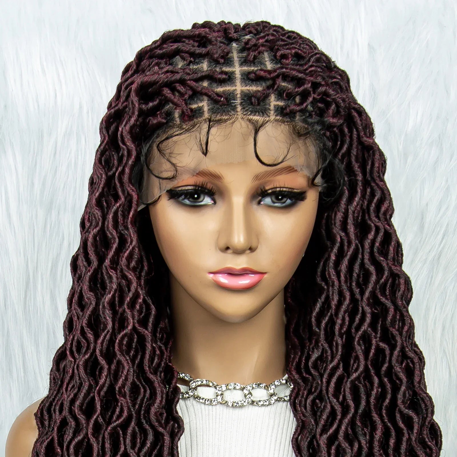 32 Inch Goddess Locs Lace Front Wig | Curly Ends | Faux Locs | Synthetic Hair | With Baby Hair