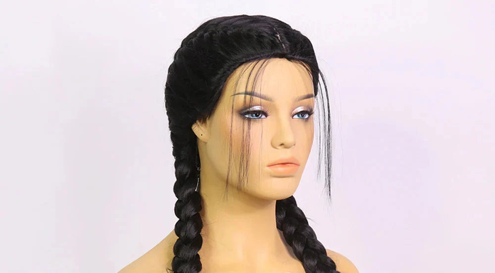 26" Black & Honey Blonde Box Braided Wig | Heat Resistant Synthetic Wig | Cosplay & Daily Wear | Machine Made