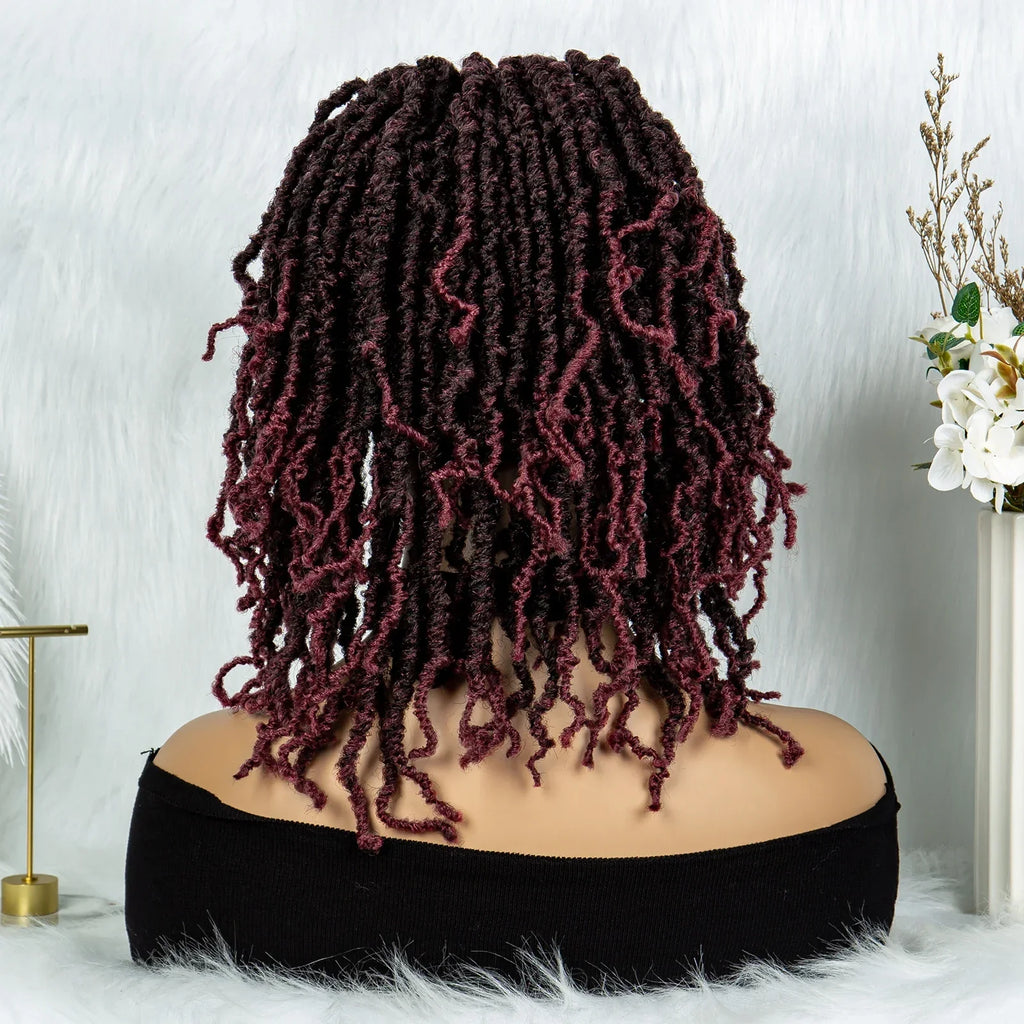 14" Knotless Butterfly Locs Lace Front Wig | Synthetic Dreadlock Braids | Black Women