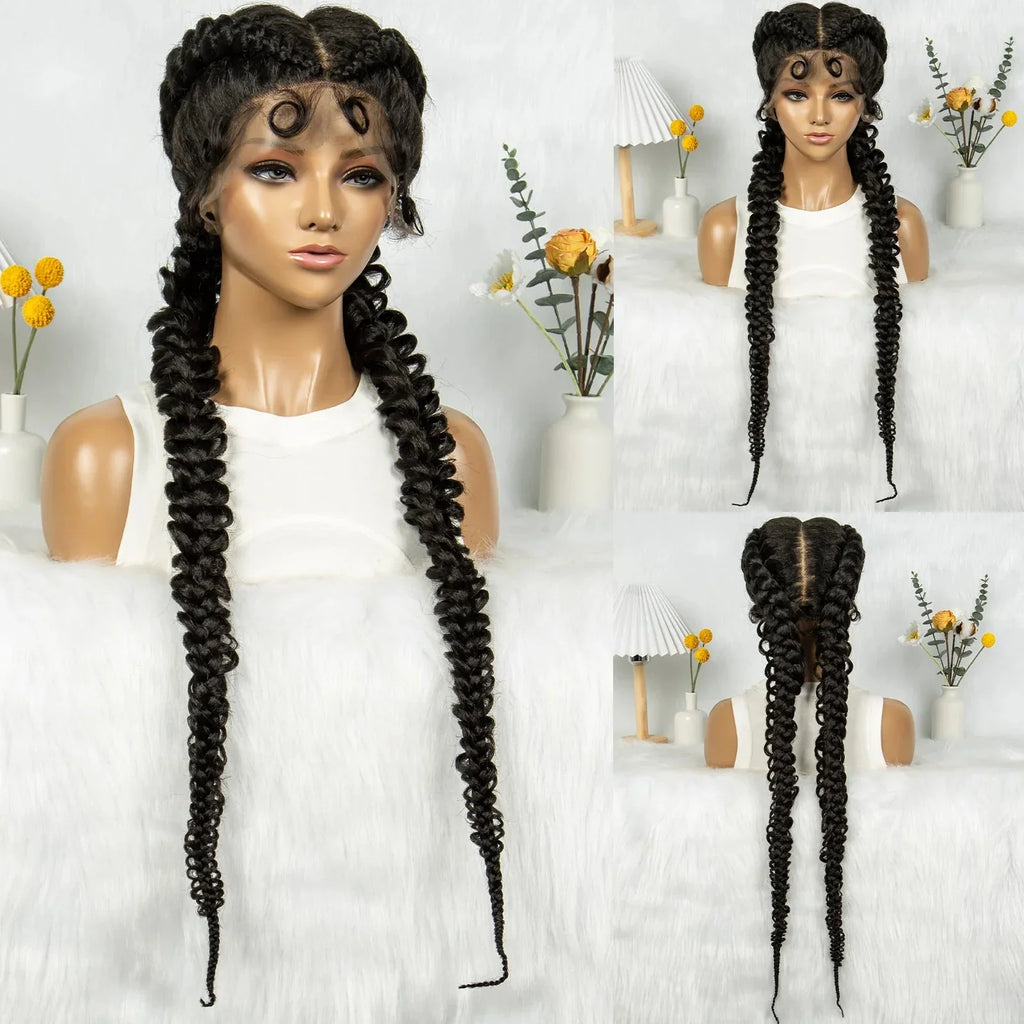 36" Twisted Braids Lace Front Wig | 13x1 | Senegalese Twist | Baby Hair | Handmade Synthetic Braids