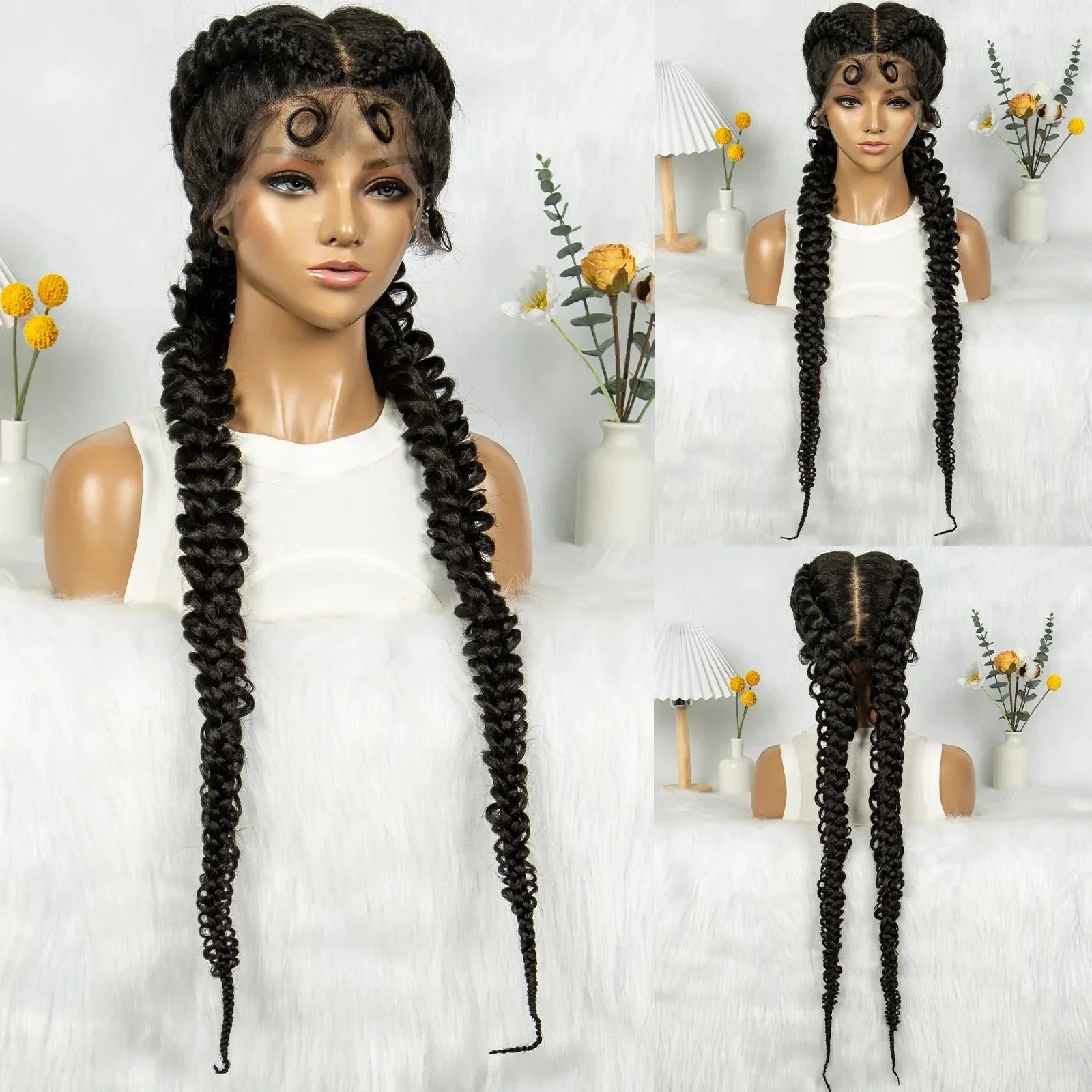 36" Twisted Braids Lace Front Wig | 13x1 | Senegalese Twist | Baby Hair | Handmade Synthetic Braids
