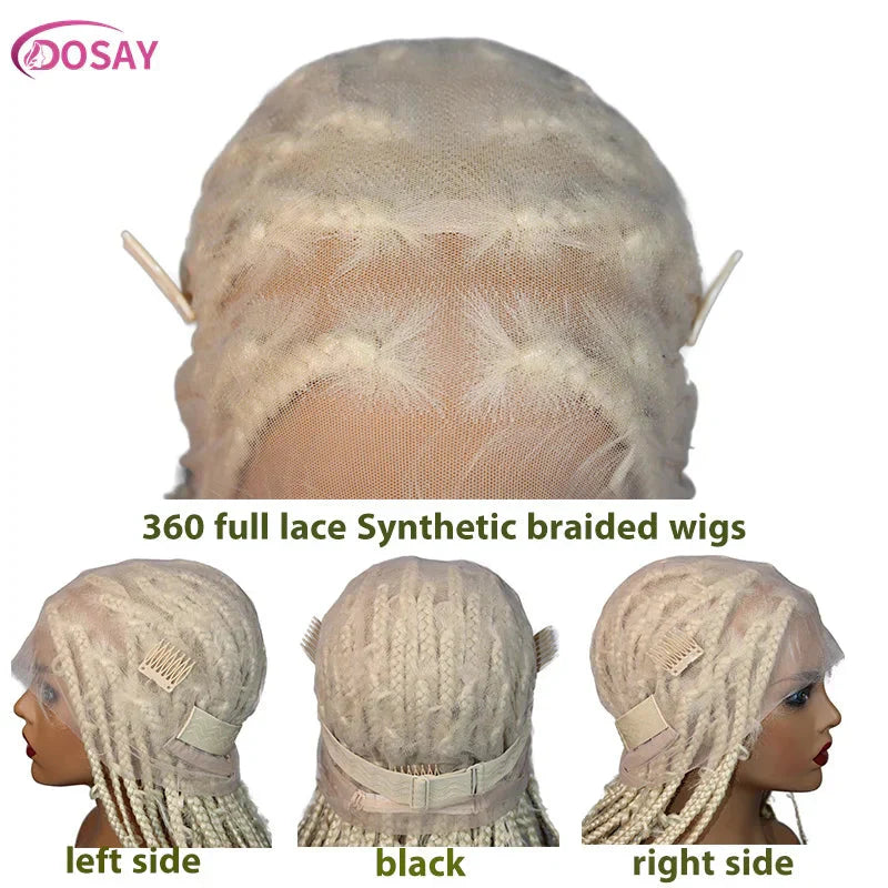 36" Butterfly Braids Wig | 613 Blonde & Burgundy Accents | Full Lace | Goddess Locs & Box Braids