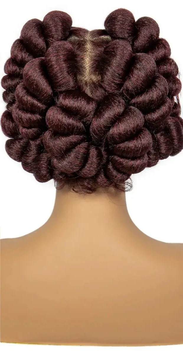 613 Blonde Short Cute Handmade Bantu Knotless Braided Wig | Full Lace Synthetic Wig for Black Women