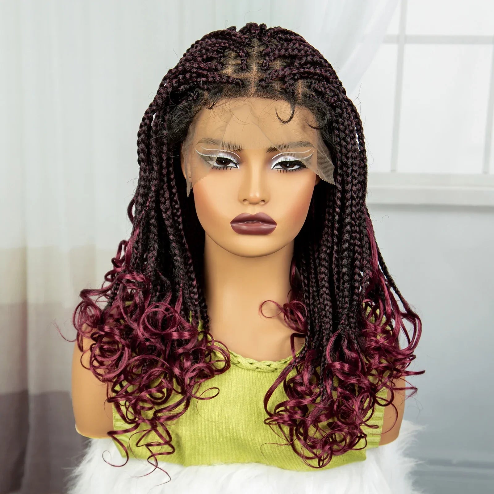 9x6 Lace Front Knotless Braids Wig with Curly Ends | Blended Box Braids