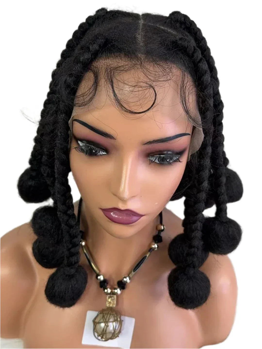 12" Ombre #27 Synthetic Braided Wig - Transparent Lace Front, Box Braids, Baby Hair