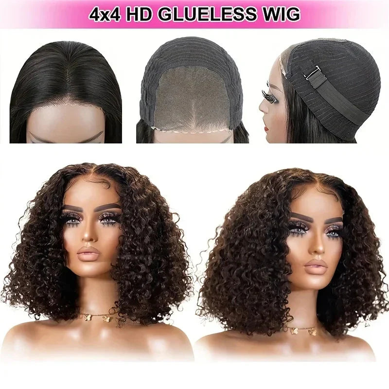 12A Water Wave Bob Wig | Glueless Lace Front Wig | Brazilian Remy Hair | Pre-Plucked