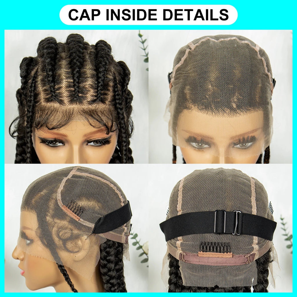 24" Full Lace Cornrow Braided Wig | Orange Boho Braids | Synthetic Lace Wig | Black Women