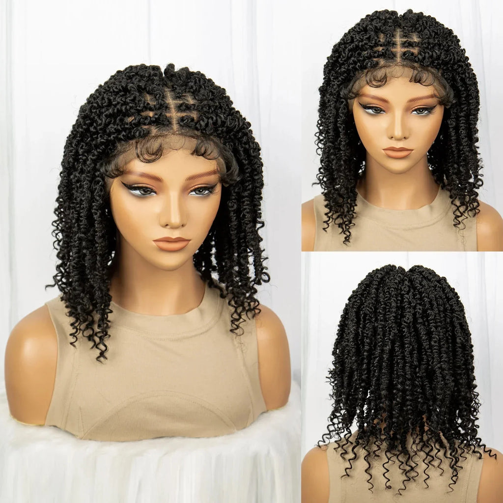 1B/27 Short Passion Twist Lace Front Wig | Knotless Braids | Baby Hair | Synthetic Twist Spring Wig
