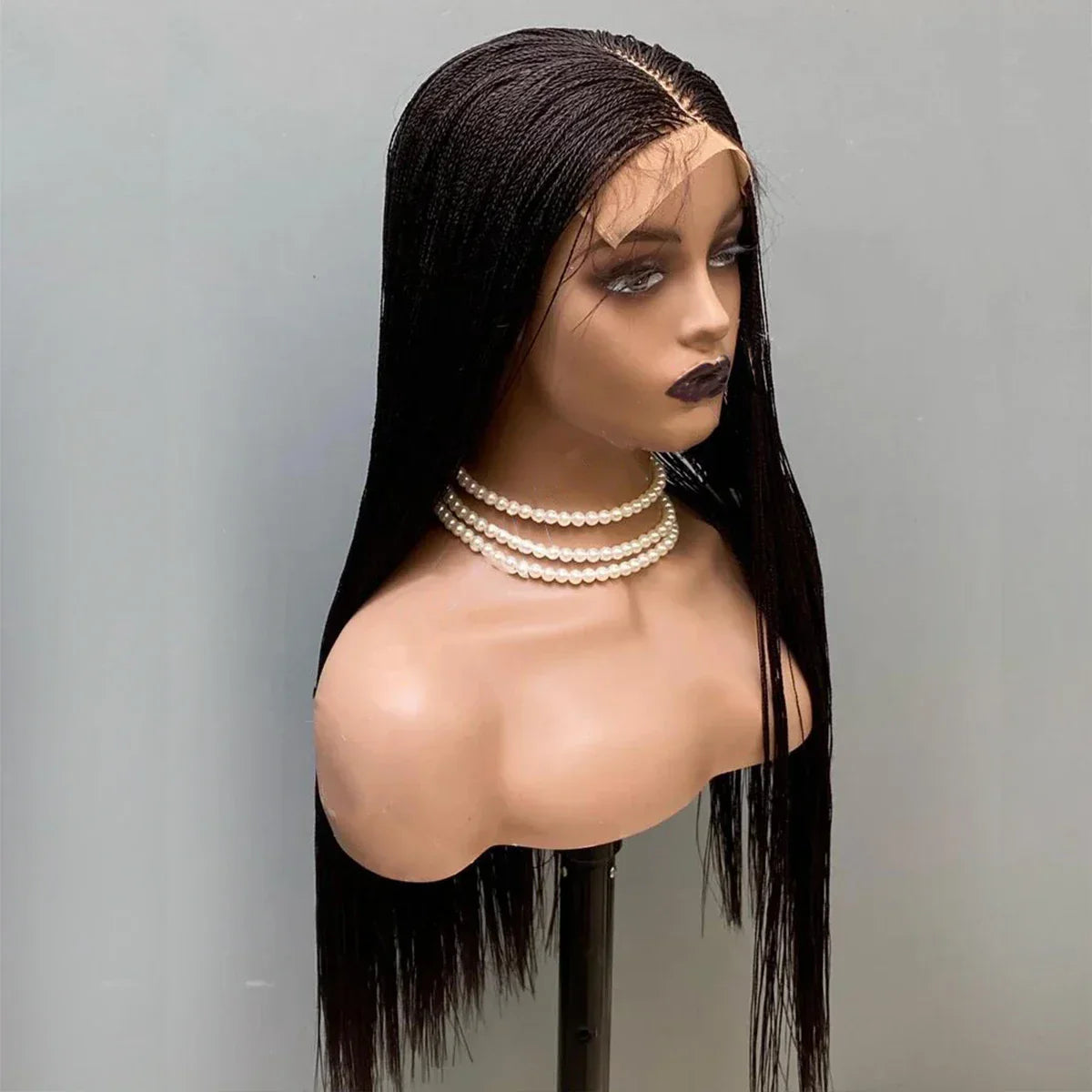 26" Micro Twist Braided Wig | Lace Front Glueless Wig for Black Women | Kanekalon Hair