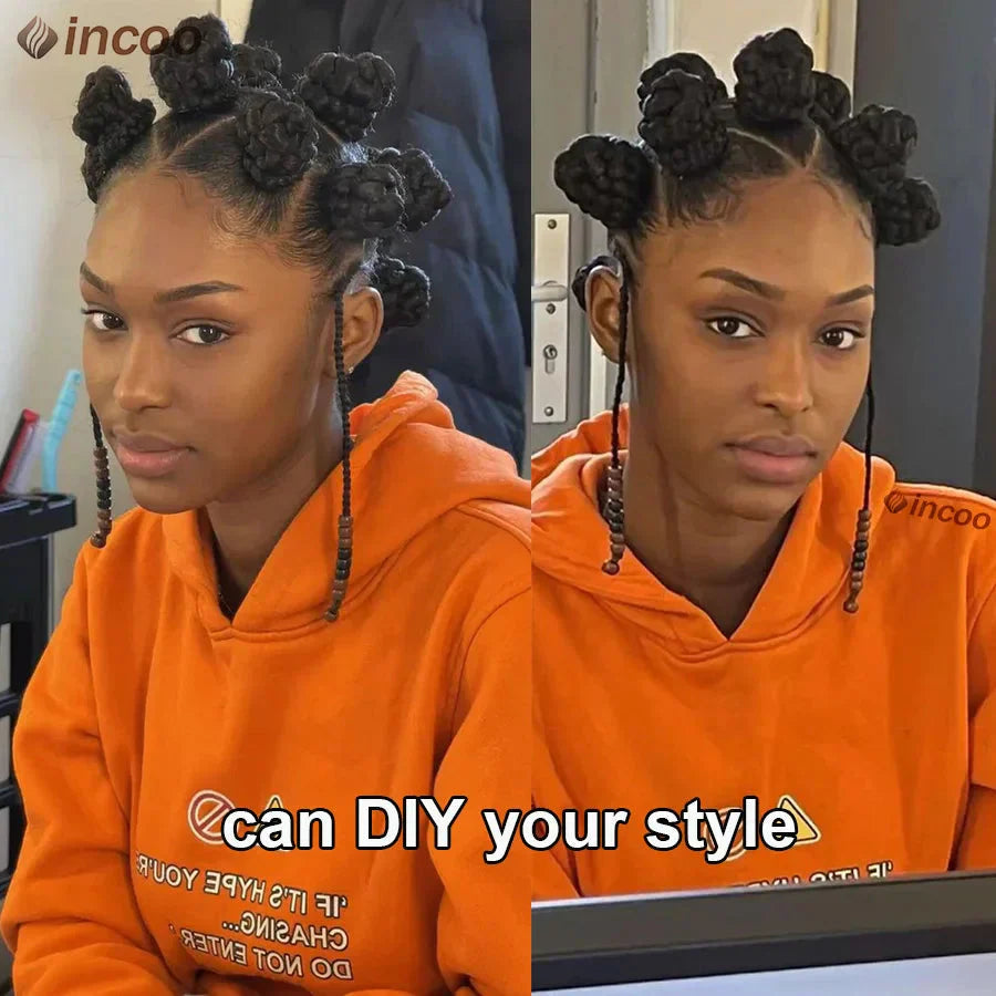 Bantu Knot Cornrow Braided Wig | Knotless Box Braids | Full Lace | Handmade Twists | Summer Style