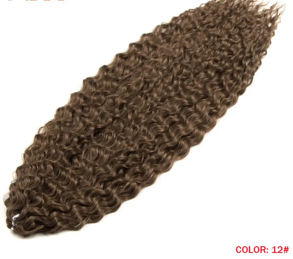 24" Water Wave Crochet Hair | Ombre Blonde Brown | Curly Twist Braids | Synthetic Braiding Hair Extensions | 60 Strands