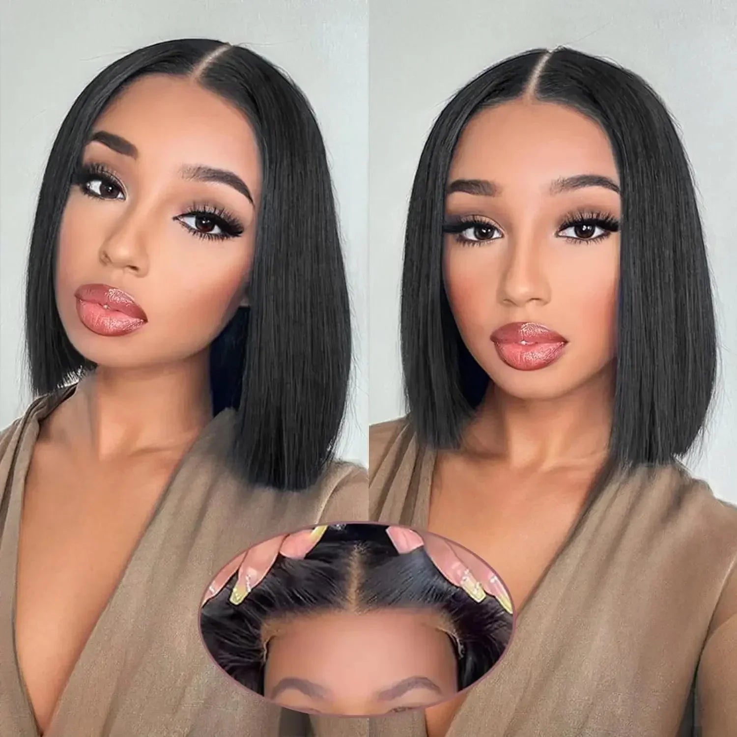 10-16 inch Short Straight Bob Wig | Brazilian Remy Human Hair | 13x4 Lace Frontal | Natural Looking | Ready to Wear