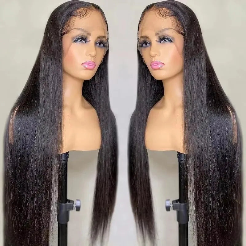 180% Density Straight Human Hair Wigs | HD 4x4 Lace Closure & 13x4/13x6 Lace Frontal Wig (Remy, 30-36 Inch Transparent Lace)