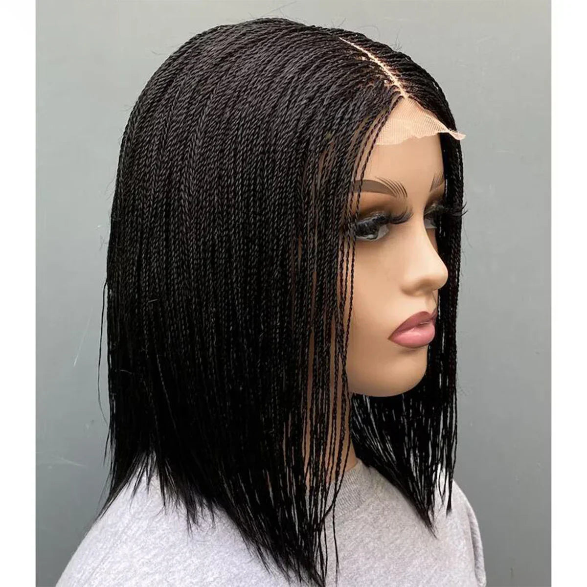 8-10" Micro Twist Braided Wig | 2*6 Lace Center Part | Braided Lace Front Wig | Kanekalon Fiber