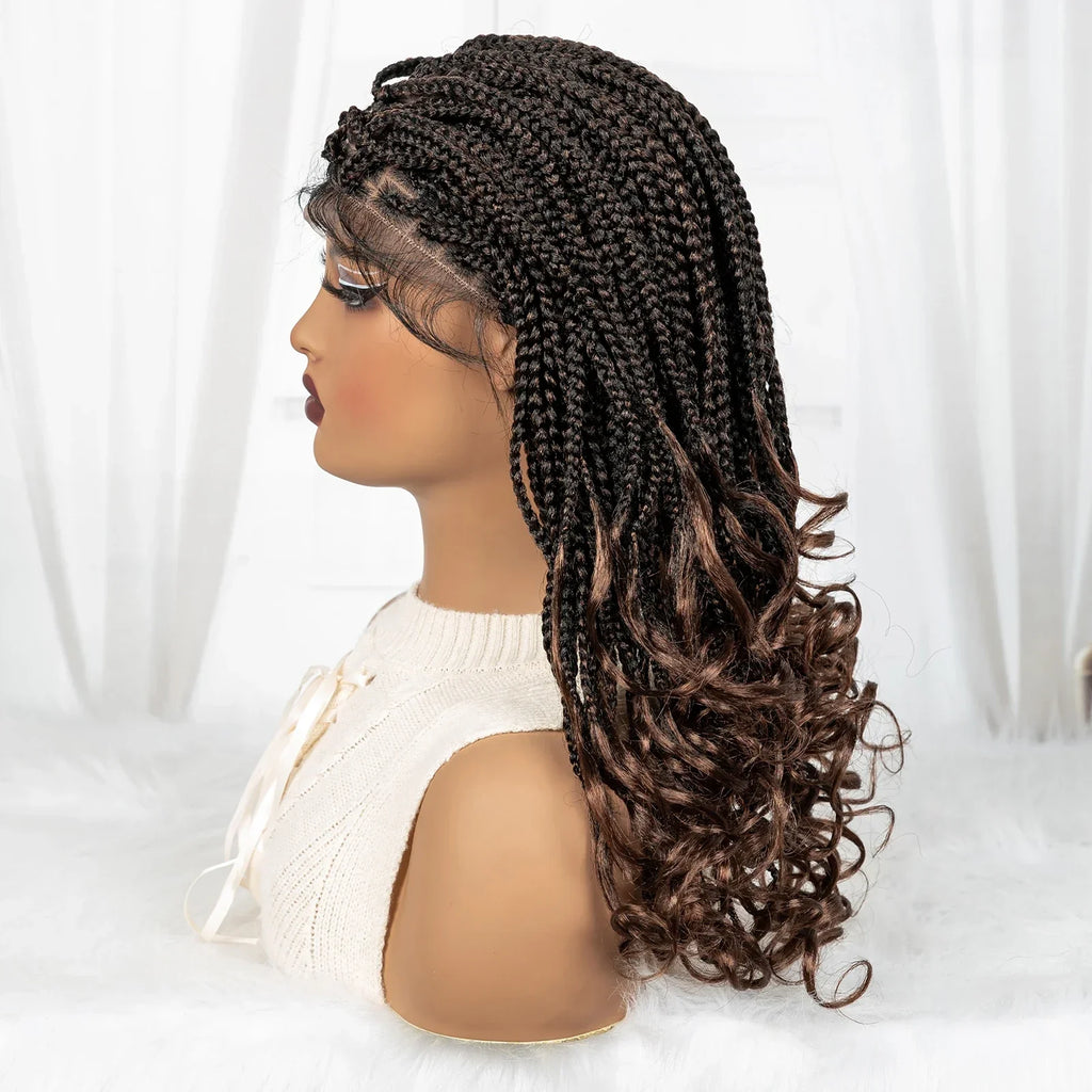 9x6 Lace Front Knotless Braids Wig with Curly Ends | Blended Box Braids