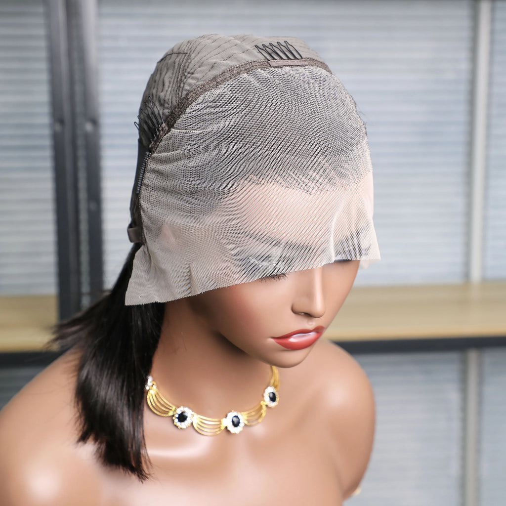 10-16 inch Short Straight Bob Wig | Brazilian Remy Human Hair | 13x4 Lace Frontal | Natural Looking | Ready to Wear