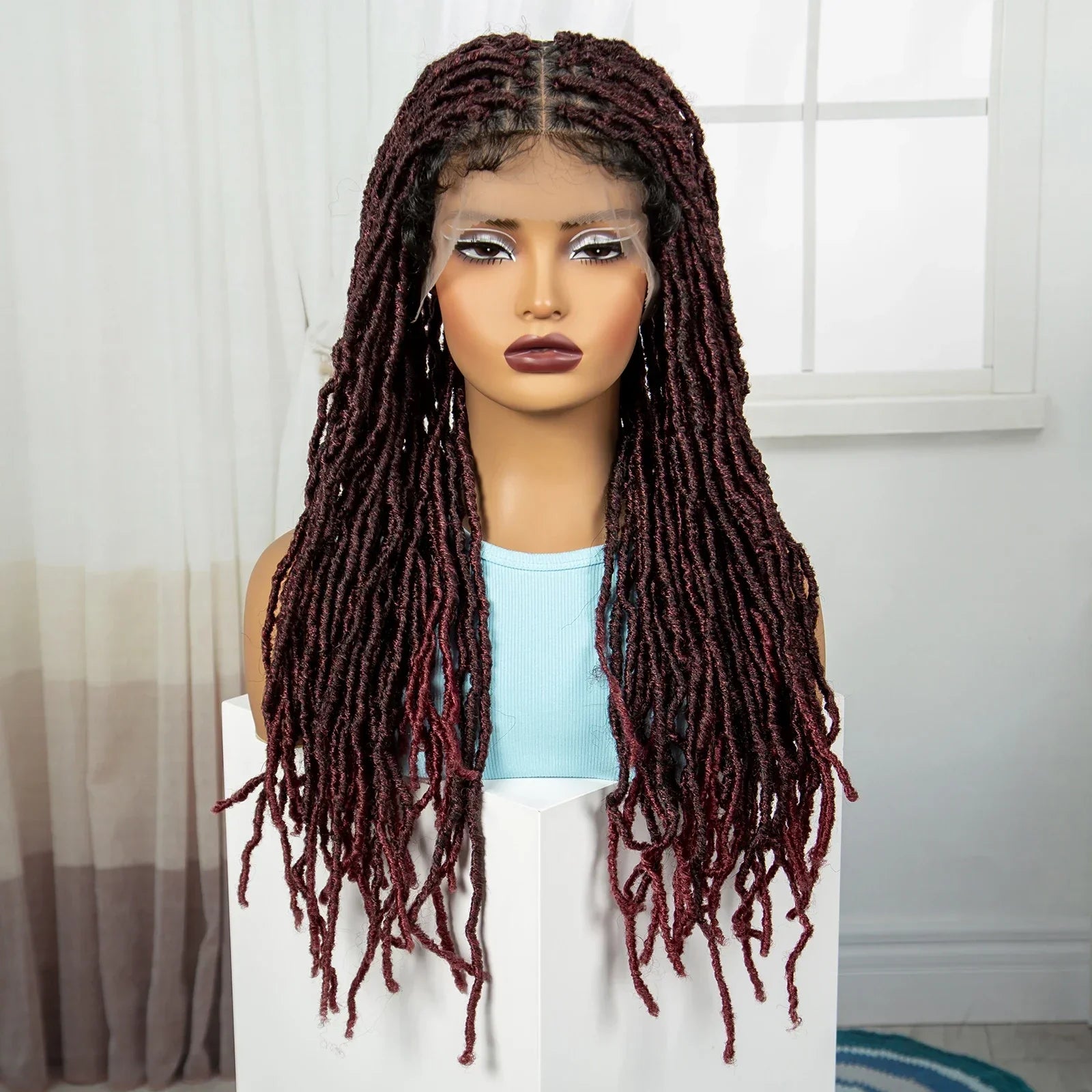 24" Knotless Box Locs Braided Wig | Full Lace Frontal Dreadlock Style