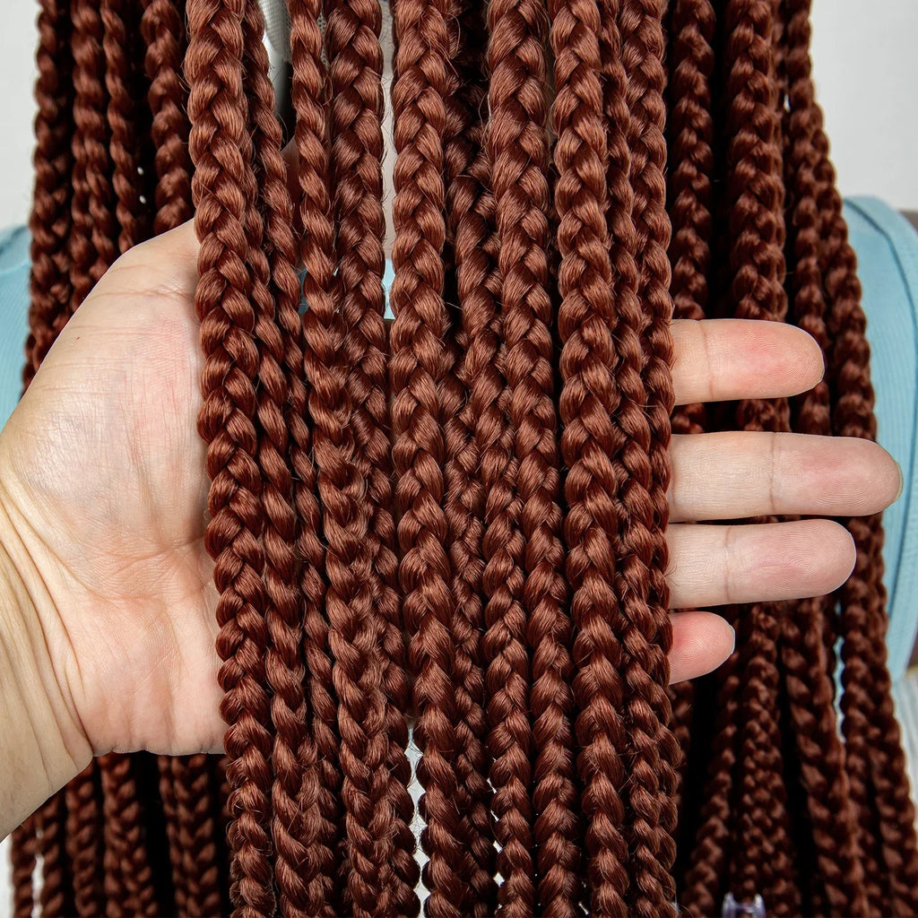 #350 Knotless Box Braids Wig | Dark Ombre | Lace Frontal | Short Straight Braids | Black Women