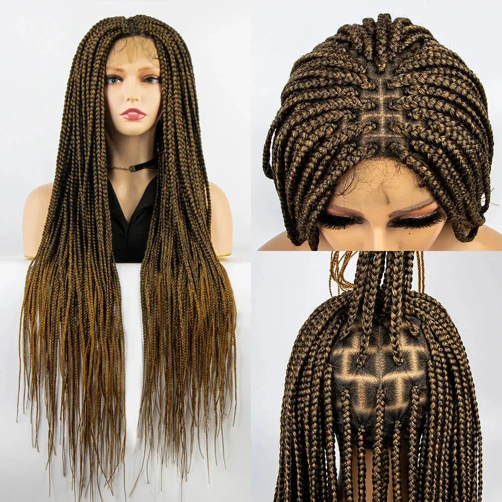 36" Knotless Box Braids Full Lace Wig | Crochet Braids | Synthetic Braiding Hair | Black Women