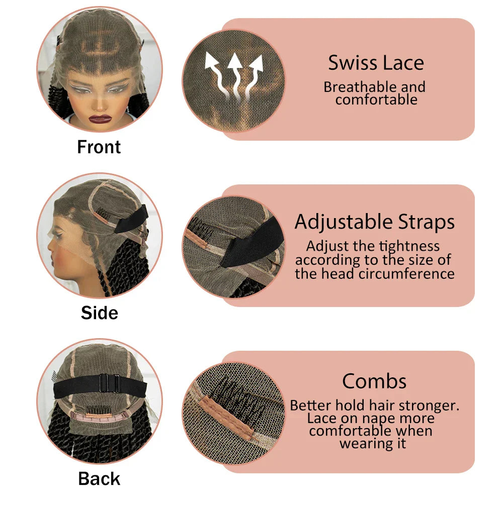 34" Knotless Box Twist 360° HD Full Lace Wig | Baby Hair | Twisted Braids | Black Women