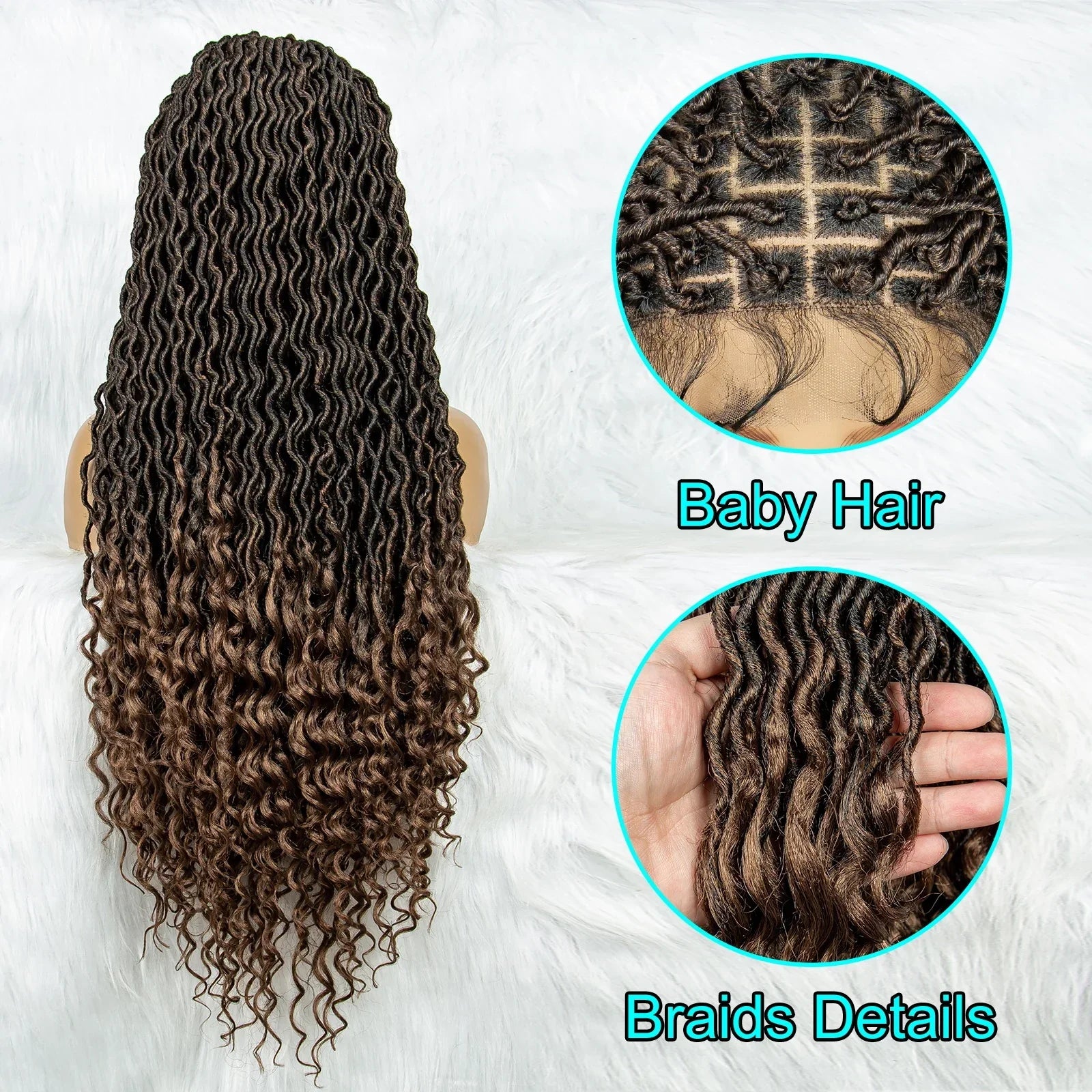 32 Inch Goddess Locs Lace Front Wig | Curly Ends | Faux Locs | Synthetic Hair | With Baby Hair