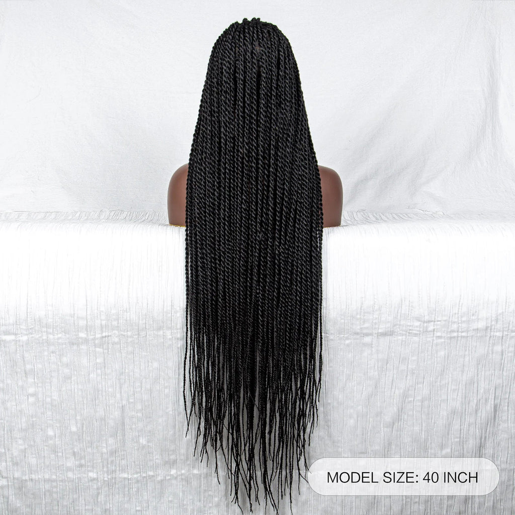 40" Long Straight Braided Wig | Full Lace | Baby Hair | Colored Braids