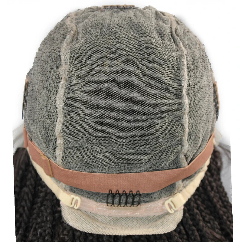 24" Boho Box Braids Lace Frontal Wig | Deep Wave Goddess Braids | Curly Ends | Black Full Lace Synthetic Wig