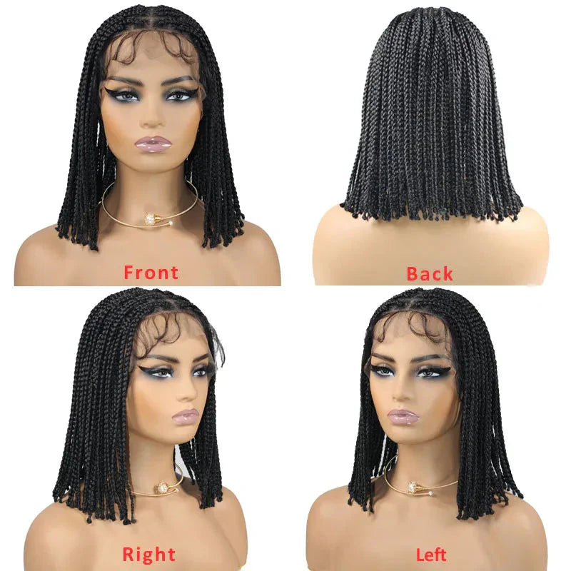 12" Short Bob Knotless Braids Wig | 360 Full Lace | Cornrows | Baby Hair | Synthetic