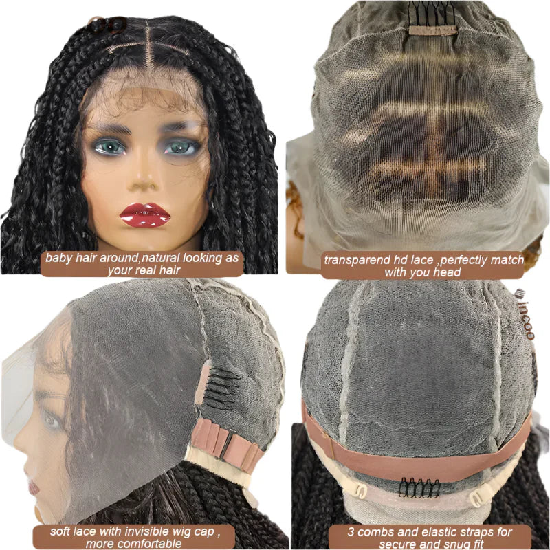 32" 613 Blonde Boho Box Braids Wig | Full Lace Front Knotless Cornrows & Curls | Synthetic Braided Wig for Women