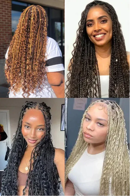 36" Ombre Goddess Locs Braids Wig | 360 Lace Front | Baby Hair | Bohemian Style