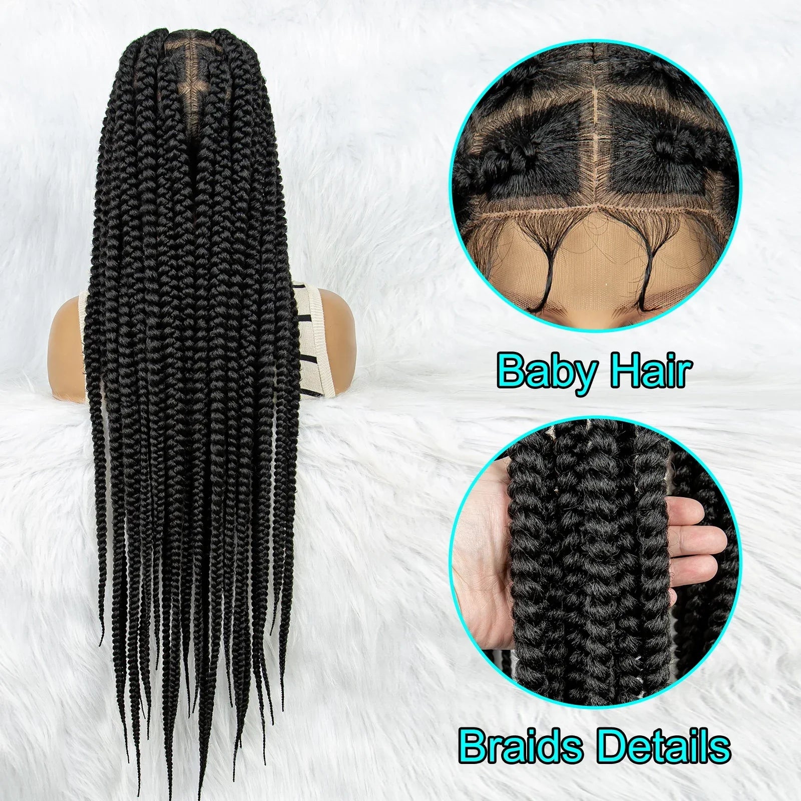 Beaded Dreadlocks Full Lace Wig | Knotless Box & Cornrow Braids