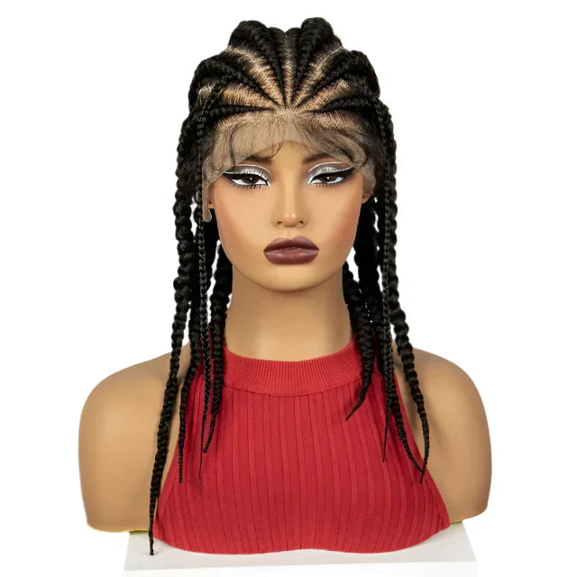 18" Ombre Braided Wig | 1B/30 | Full Lace | Baby Hair | Natural Look