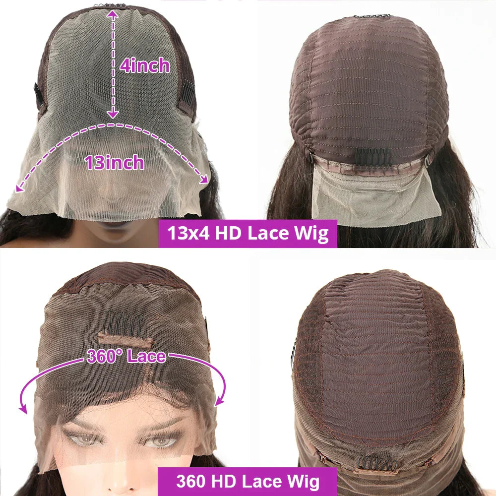 40 Inch Full 360 HD Lace Frontal Kinky Yaki Straight Human Hair Wig | 300% Density Transparent Lace Front Wig for Women