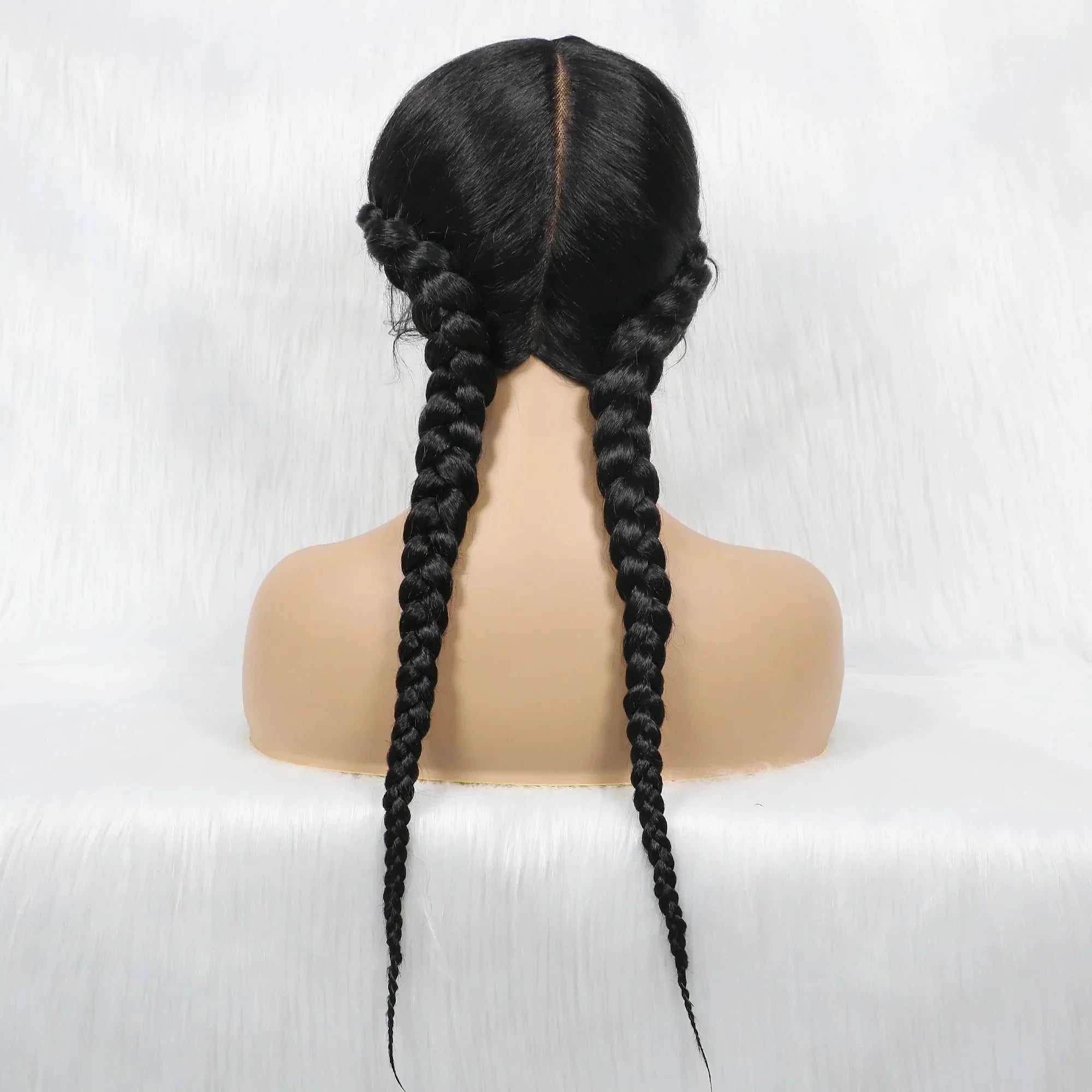 24" Dutch Cornrow Box Braid Wig | Lace Front Synthetic Wig with Baby Hair | Afro Wig for Black Women | High-Temp Fiber