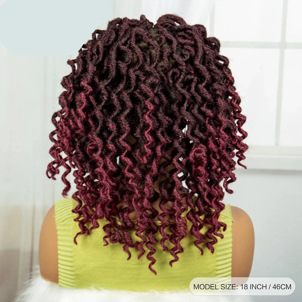 99J Burgundy Faux Locs Full Lace Wig | Baby Hair | Transparent Lace Front | Crochet Braids | Black Women