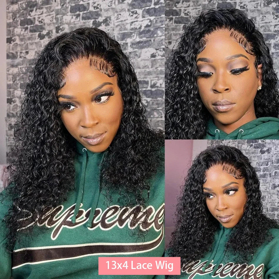 200% Density Short Curly Bob Wigs 13x4 Lace Front 4x4 Closure Deep Wave Brazilian Remy Human Hair 14 Inch