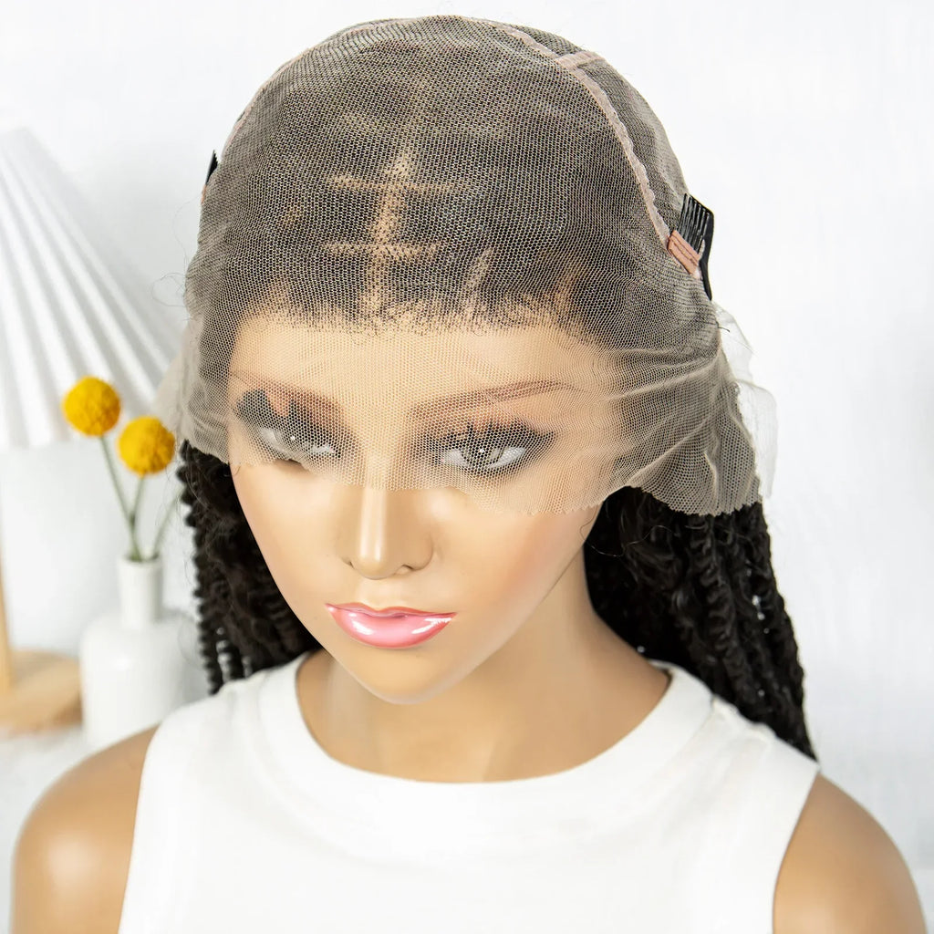 36" Long Island Twist Braided Wig - Knotless Synthetic Full Lace with Baby Hair