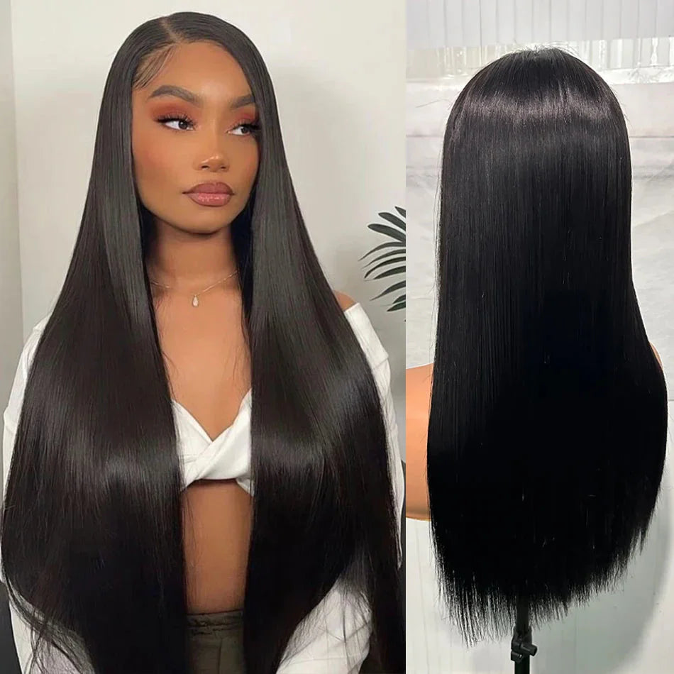 100% Unprocessed | Remy Human Hair | Bone Silky Straight | Indian Hair Closure Wig | Wear And Go | Glueless