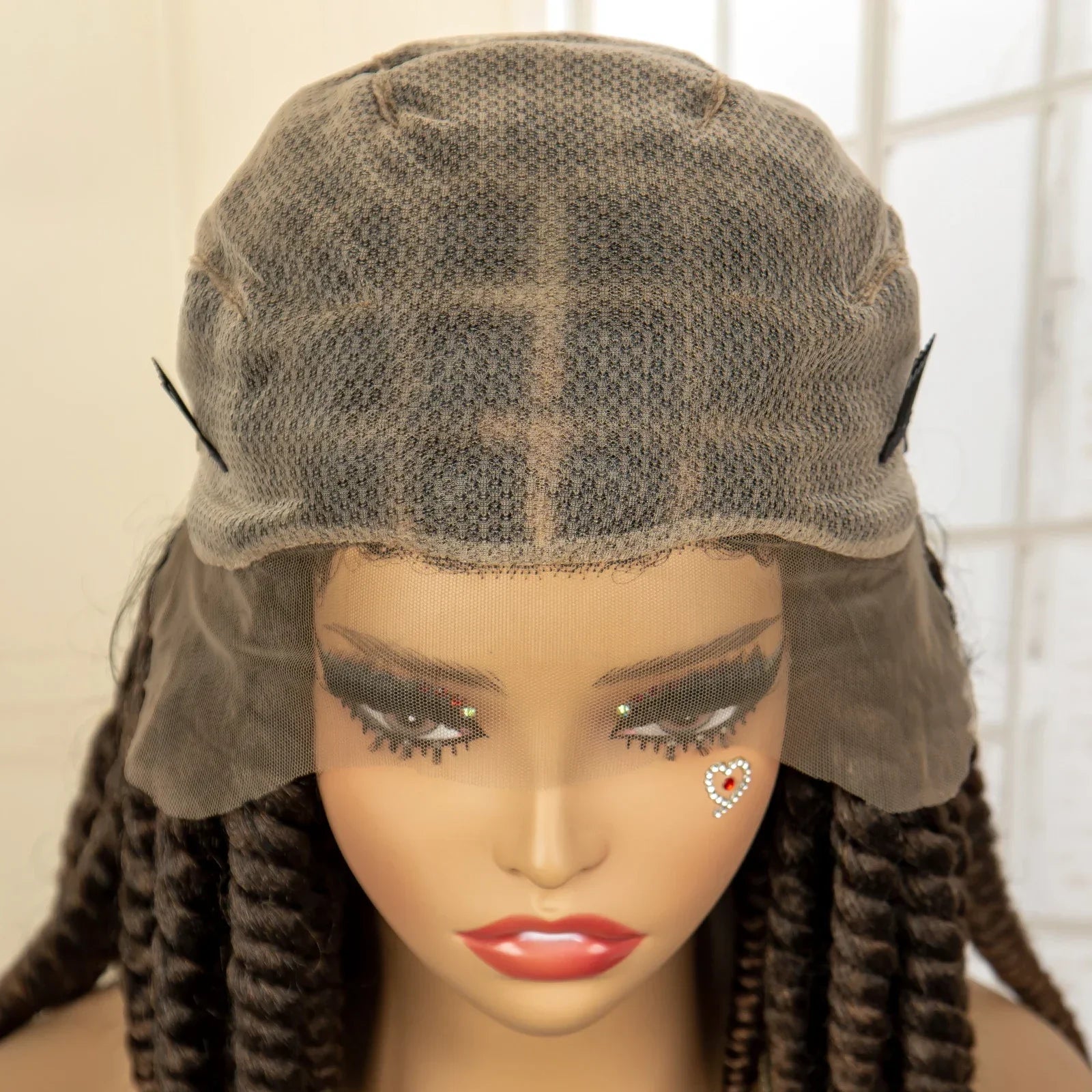 16 Inch Brown Twisted Braided Bob Wig | Full Lace | Kanekalon Fiber | For Black Women