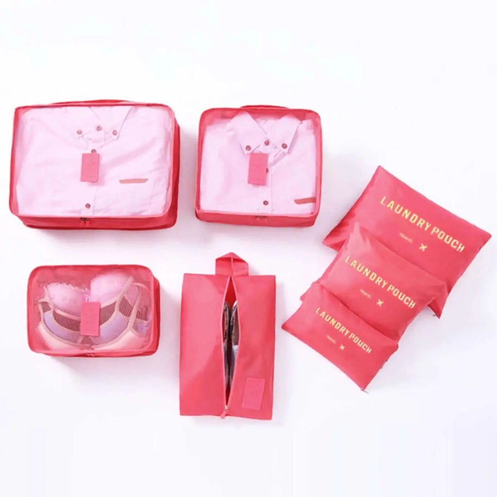 7PCS/Set Travel Organizer Storage Bags | Suitcase Packing Set & Portable Luggage Organizer (Clothes Shoe Pouch)