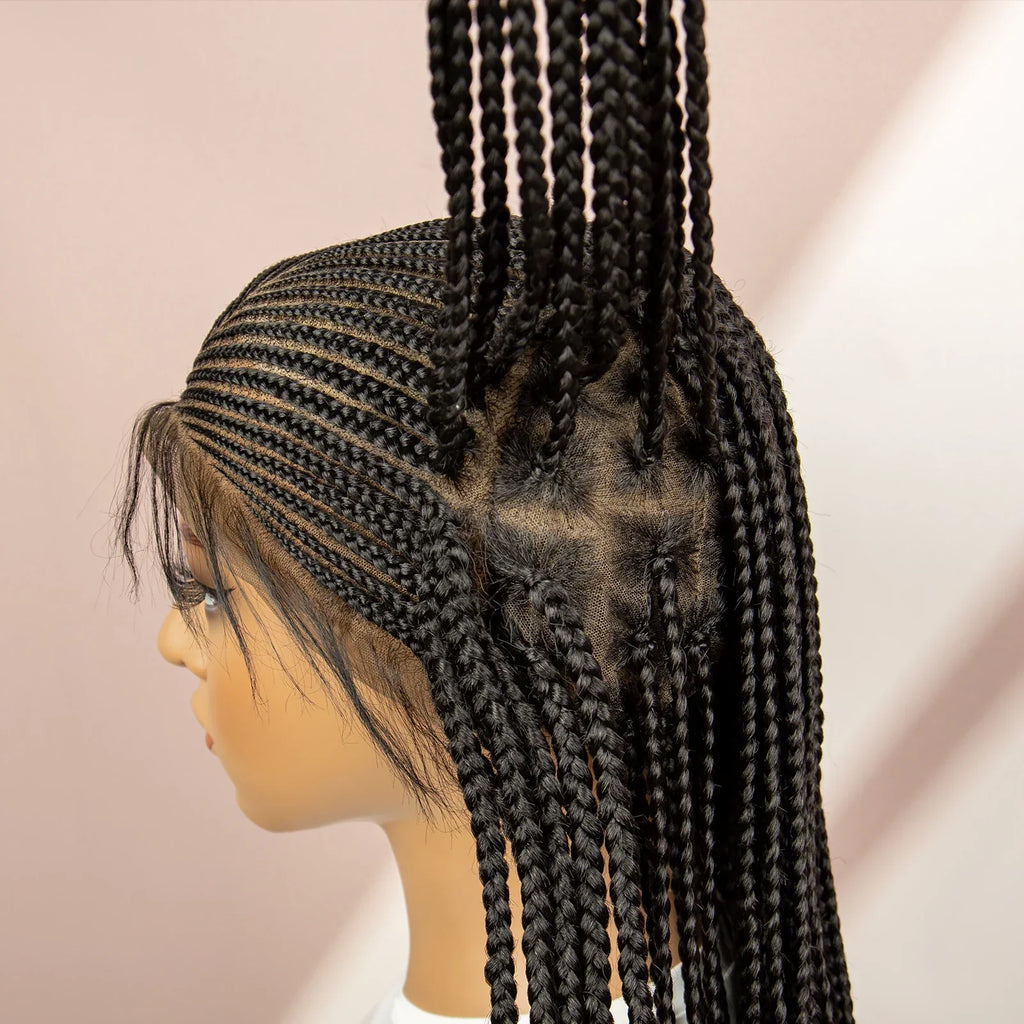 360 Lace Box Braided Wig | Cornrow Braids | Kanekalon Synthetic Hair | Natural Baby Hair