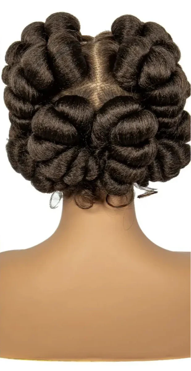 6" Short Cute Handmade Bantu Knotless Braids Wig | Transparent Full Lace