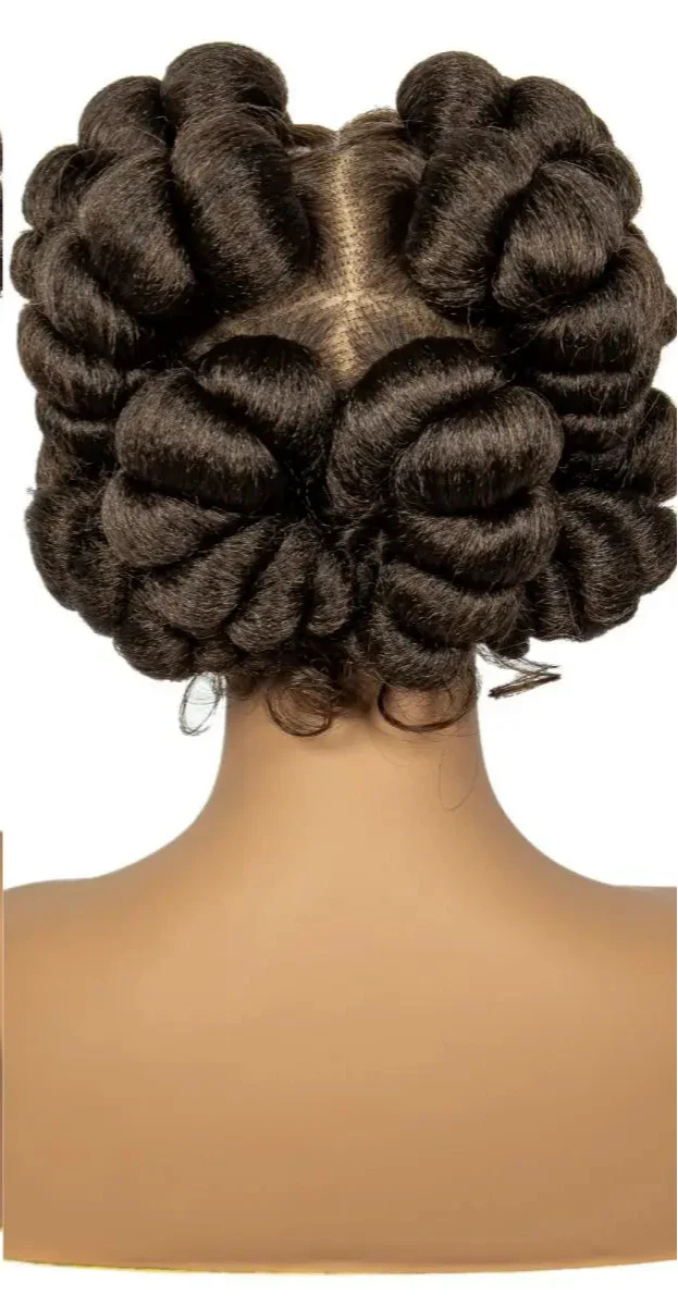 613 Blonde Short Cute Handmade Bantu Knotless Braided Wig | Full Lace Synthetic Wig for Black Women