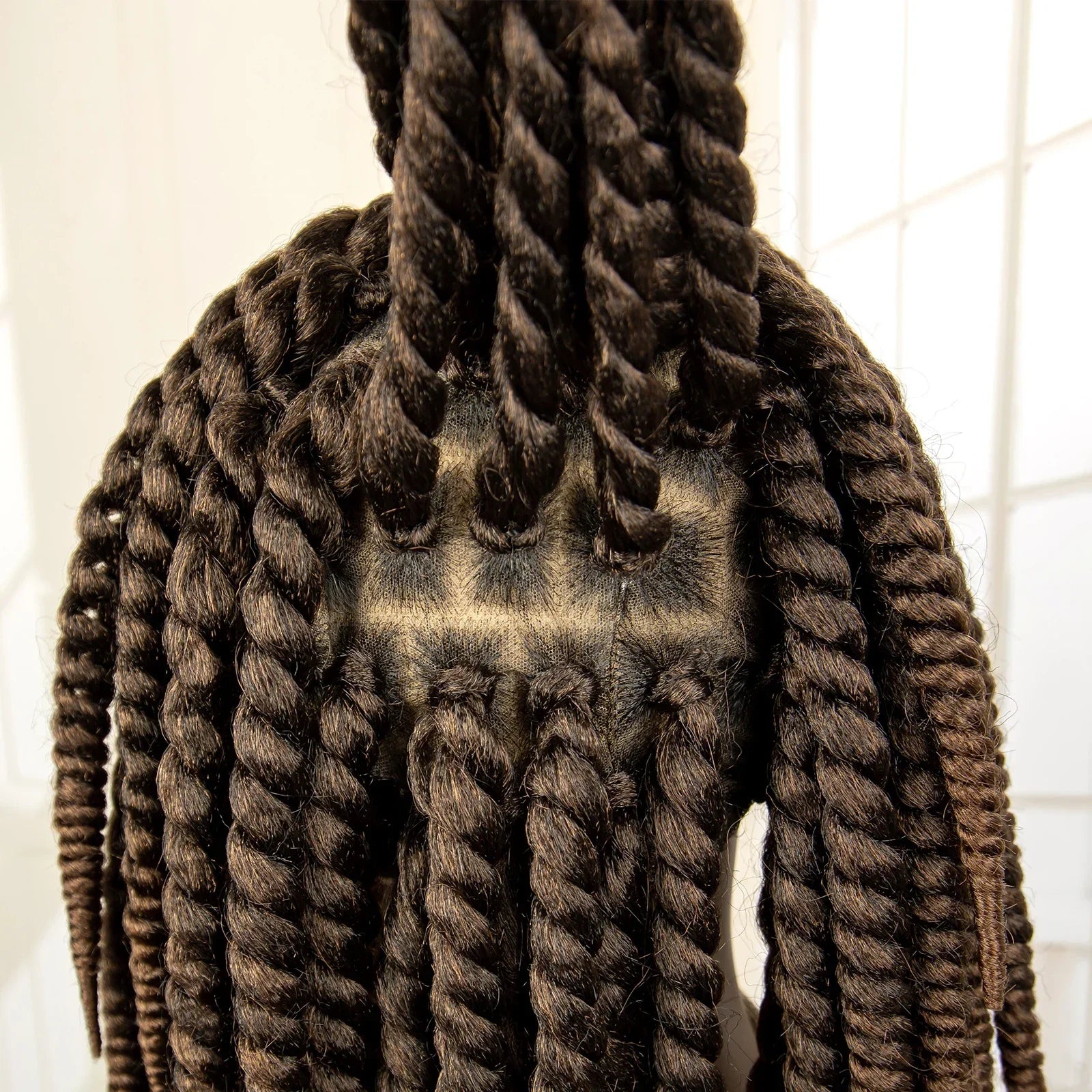 16 Inch Brown Twisted Braided Bob Wig | Full Lace | Kanekalon Fiber | For Black Women