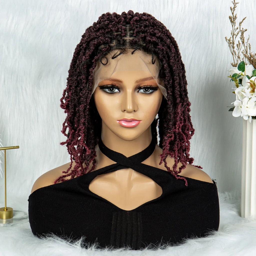 14" Knotless Butterfly Locs Lace Front Wig | Synthetic Dreadlock Braids | Black Women