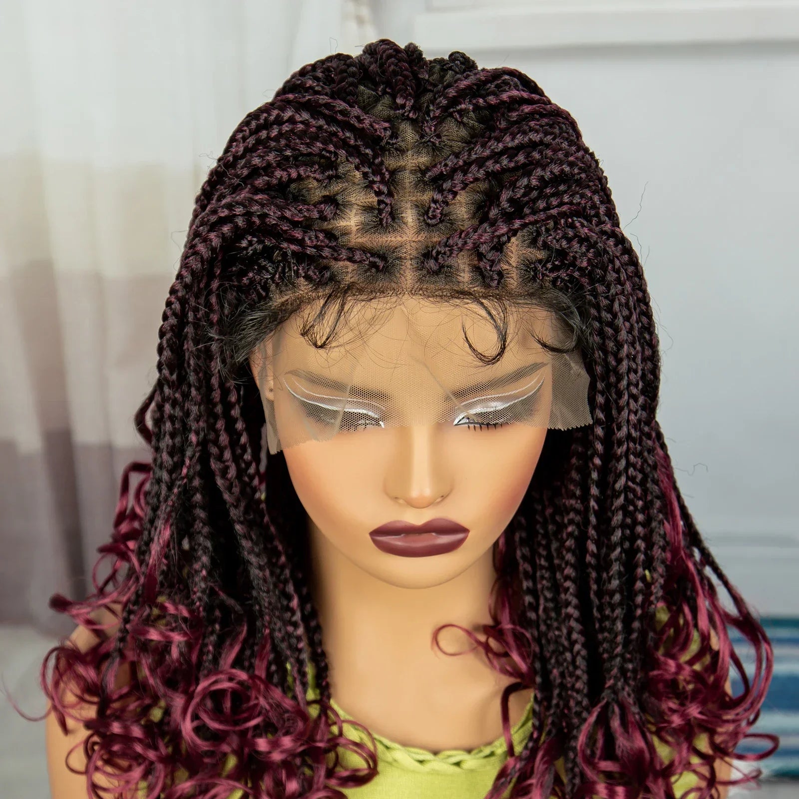 9x6 Lace Front Knotless Braids Wig with Curly Ends | Blended Box Braids