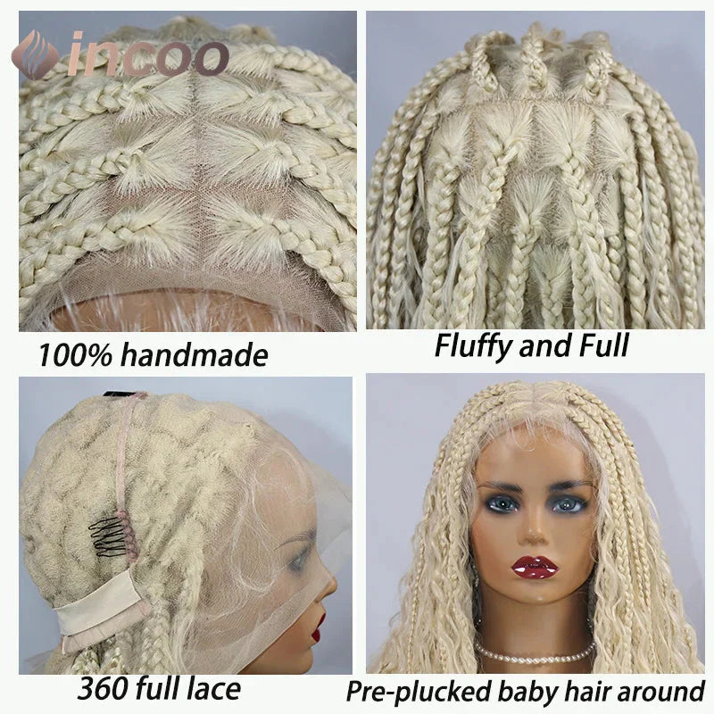 613 Blonde & Burgundy Butterfly Braids Wig | 36" Full Lace | Goddess Locs & Box Braids
